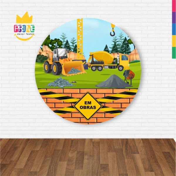 Painel Redondo 3D Construção Abre Fácil Tecido - Image 2
