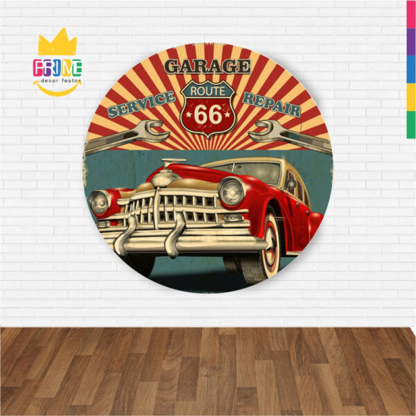 Painel Redondo 3D Carros Vintage Retro  Abre Fácil Tecido - Image 2