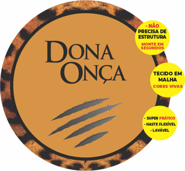 Painel Redondo 3D Dona Onça  Abre Fácil Tecido