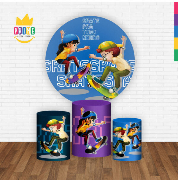 Trio Capa Cilindro + Painel Redondo 3D Skate 1,50m Veste Fácil - Image 2