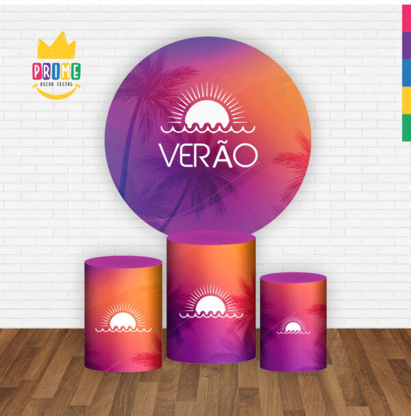 Trio Capa Cilindro + Painel Redondo 3D Tardezinha 1,50m Veste Fácil - Image 2