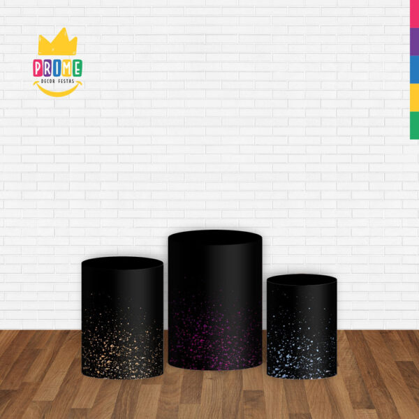 Trio Capa Cilindro Glitter 3D Em Tecido Com Elástico - Image 2