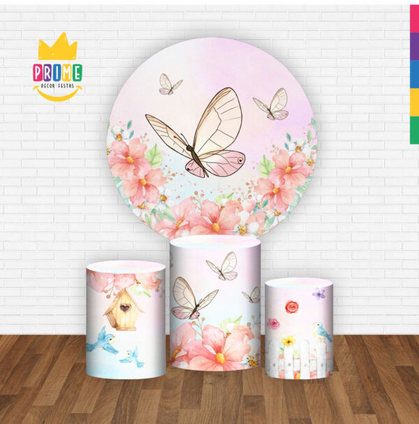 Trio Capa Cilindro + Painel Redondo 3D Borboleta 1,50m Veste Fácil - Image 2