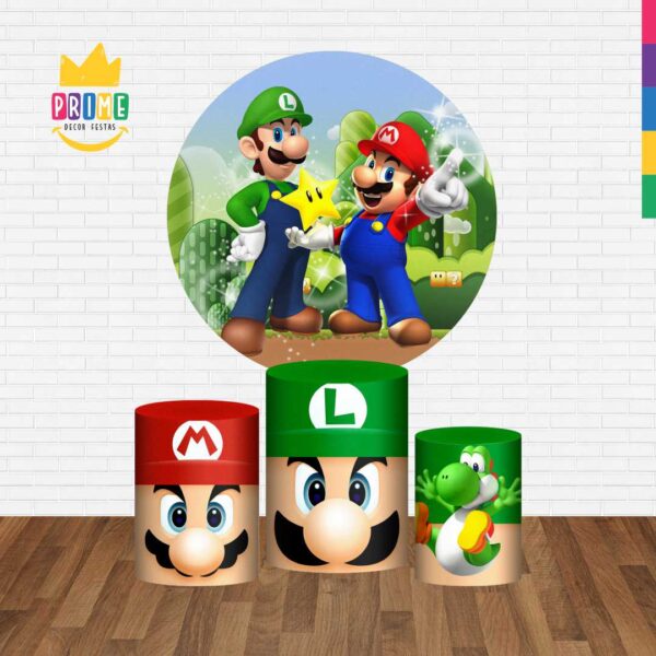 Trio Capa Cilindro + Painel Redondo 3D Super Mario Bros 1,50m Veste Fácil - Image 2