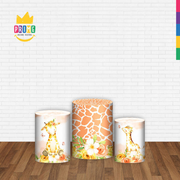 Trio Capa Cilindro Girafa Cute 3D Em Tecido Com Elástico - Image 2