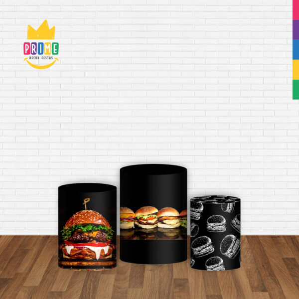 Trio Capa Cilindro Hamburguer  3D Em Tecido Com Elástico - Image 2