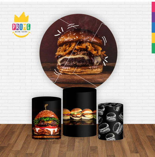 Trio Capa Cilindro + Painel Redondo 3D Hamburguer 1,50m Veste Fácil - Image 2