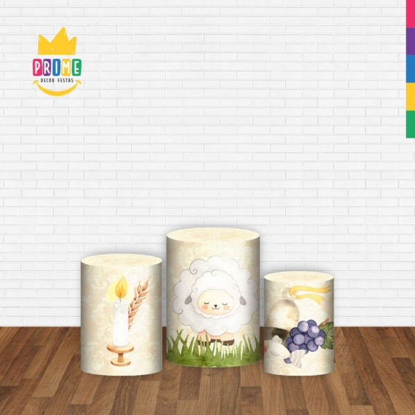 Trio Capa Cilindro Jesus Aquarela 3D Em Tecido Com Elástico - Image 2