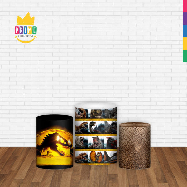 Trio Capa Cilindro Jurassic World 3D Em Tecido Com Elástico - Image 2