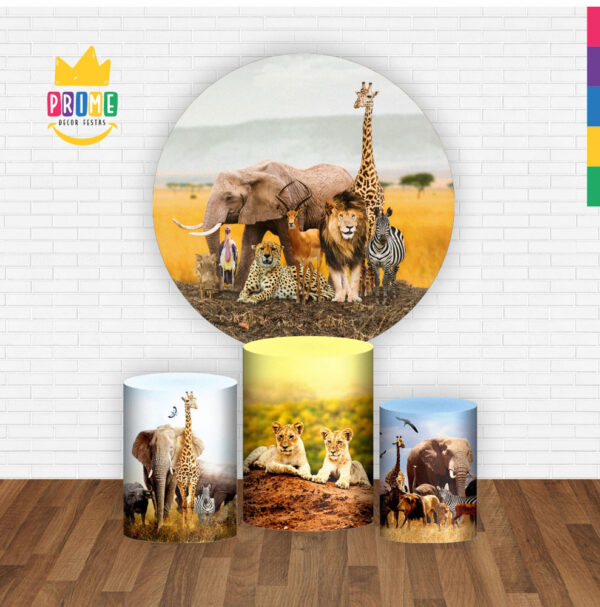 Trio Capa Cilindro + Painel Redondo 3D Safari 1,50m Veste Fácil - Image 2