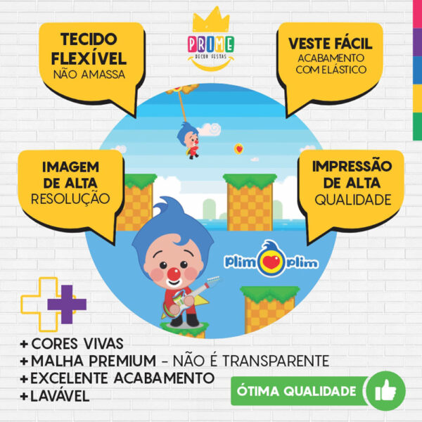 Painel Redondo 3D Palhaço Plim Plim Tecido Sublimado - Image 3