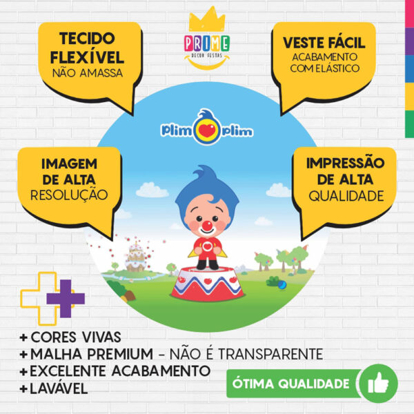 Painel Redondo 3D Palhaço Plim Plim Tecido Sublimado - Image 3