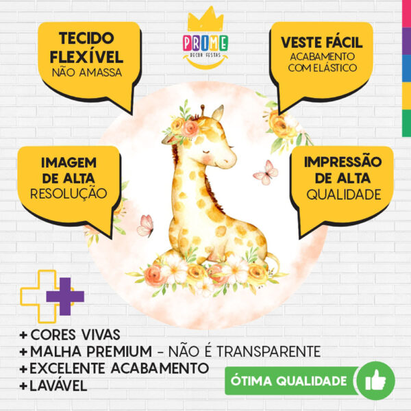 Painel Redondo 3D Girafa Cute Tecido Sublimado - Image 3