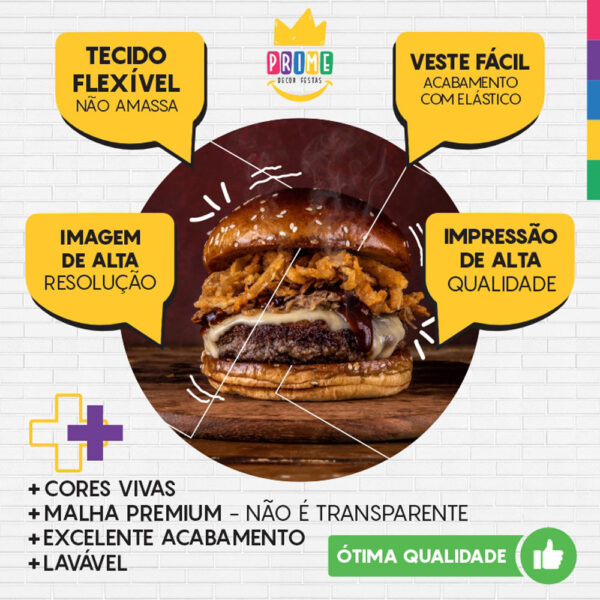 Painel Redondo 3D Hamburguer Tecido Sublimado - Image 3