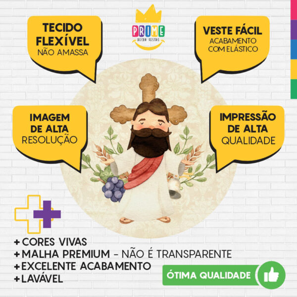 Painel Redondo 3D Jesus Aquarela Tecido Sublimado - Image 3