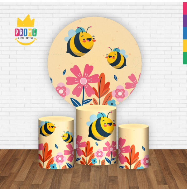 Trio Capa Cilindro + Painel Redondo 3D Abelhinha 1,50m Veste Fácil - Image 2