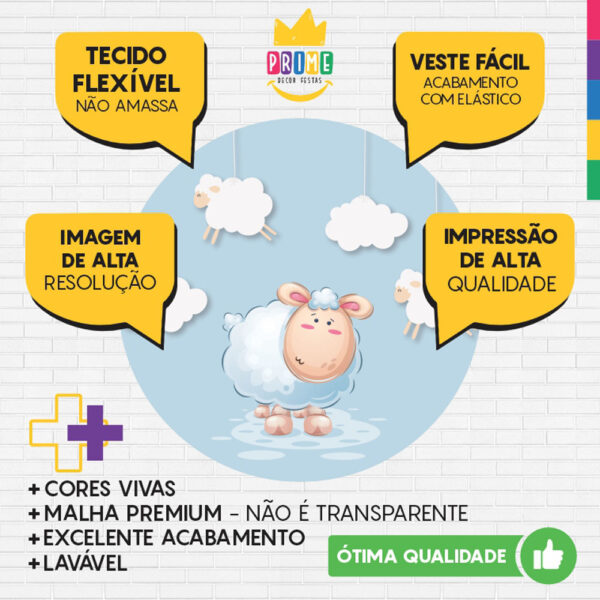 Painel Redondo 3D Ovelhinha Tecido Sublimado - Image 3