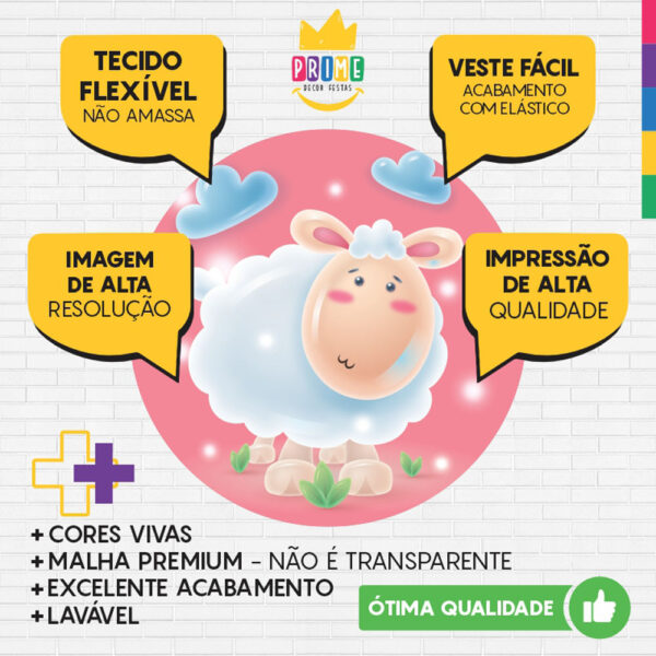 Painel Redondo 3D Ovelhinha Tecido Sublimado - Image 3