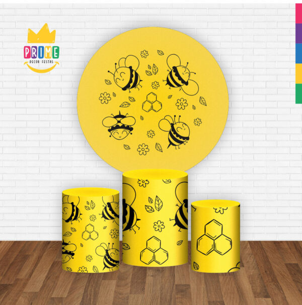 Trio Capa Cilindro + Painel Redondo 3D Abelhinha 1,50m Veste Fácil - Image 2