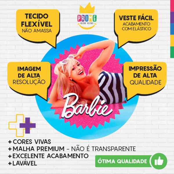 Painel Redondo 3D Barbie Tecido Sublimado - Image 3