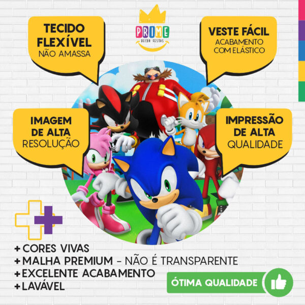 Painel Redondo 3D Sonic Tecido Sublimado - Image 3