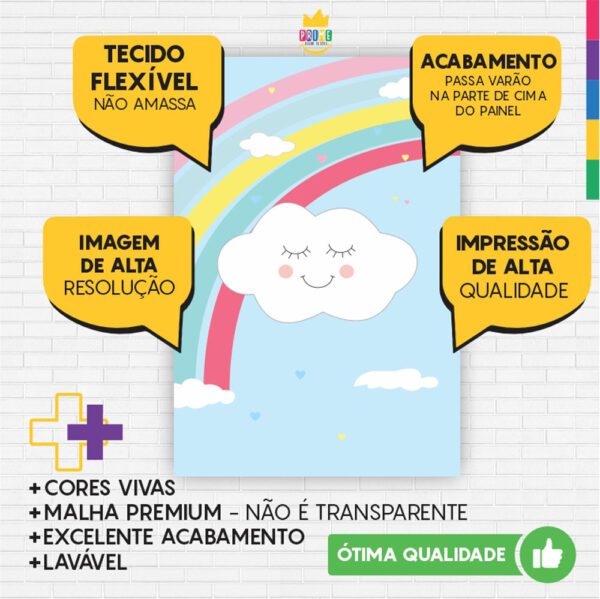 Kit Casado Chuva de Amor Painel Redondo Trio Capas Cilindro Retangular Vertical Em Tecido - Image 6