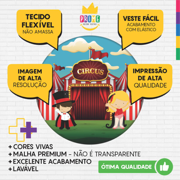 Kit Casado Circo Painel Redondo Trio Capas Cilindro Retangular Vertical Em Tecido - Image 3