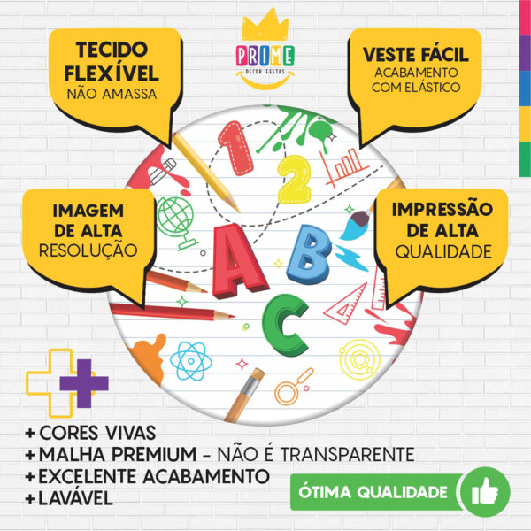 Kit Casado Escola Painel Redondo Trio Capas Cilindro Retangular Vertical Em Tecido - Image 3