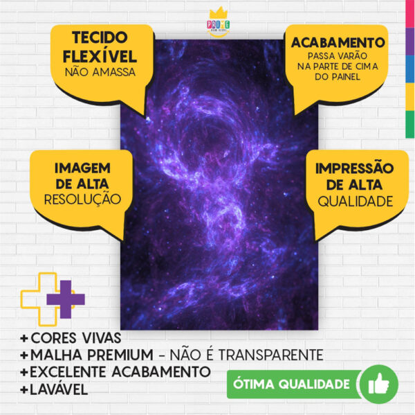 Painel de Festa Retangular 3D Galáxia Casadinho 1,50m x 2,20 - Image 3