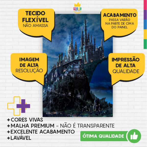 Painel de Festa Retangular 3D Harry Potter Casadinho 1,50m x 2,20 - Image 3