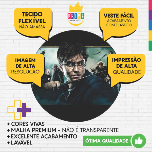 Kit Casado Harry Potter Painel Redondo Trio Capas Cilindro Retangular Vertical Em Tecido - Image 3
