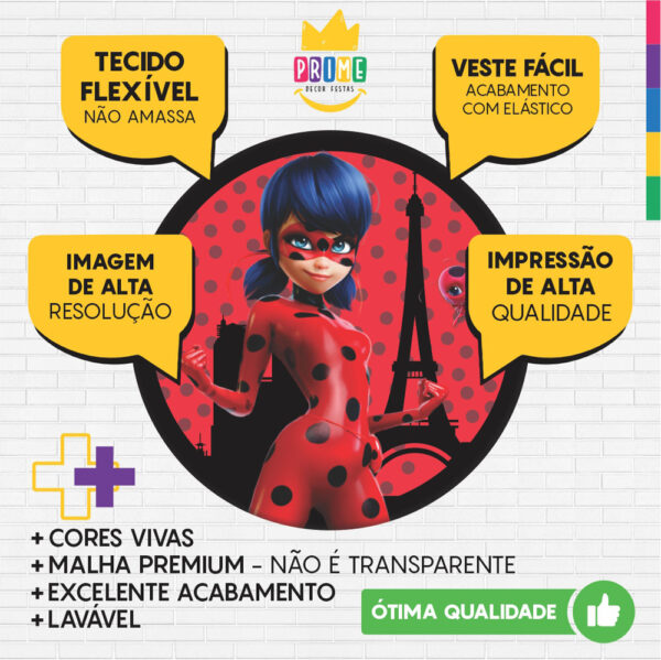Kit Casado Lady Bug Painel Redondo Trio Capas Cilindro Retangular Vertical Em Tecido - Image 3