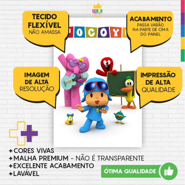 Kit Casado Pocoyo Painel Redondo Trio Capas Cilindro Retangular Vertical Em Tecido - Image 5