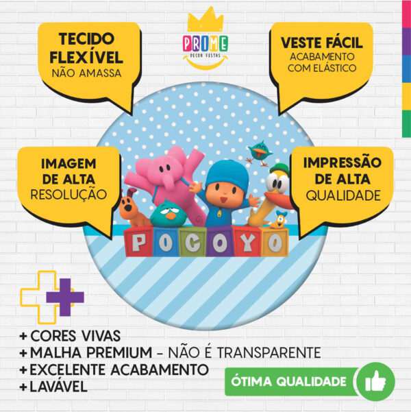 Kit Casado Pocoyo Painel Redondo Trio Capas Cilindro Retangular Vertical Em Tecido - Image 3