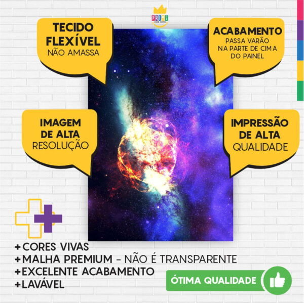 Painel de Festa Retangular 3D Galaxia Casadinho 1,50m x 2,20 - Image 3