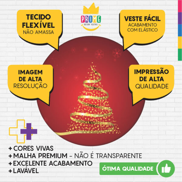 Kit Casado Natal Painel Redondo Trio Capas Cilindro Retangular Vertical Em Tecido - Image 3