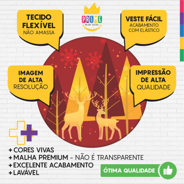 Kit Casado Natal Painel Redondo Trio Capas Cilindro Retangular Vertical Em Tecido - Image 3