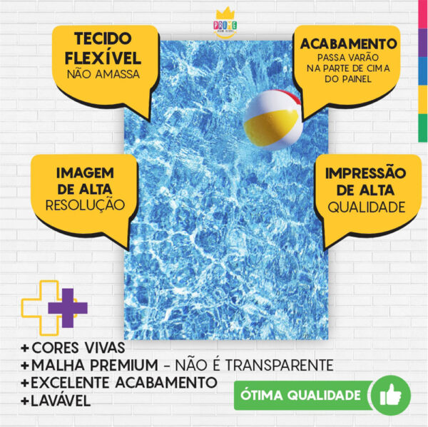 Kit Casado Pool Party Painel Redondo Trio Capas Cilindro Retangular Vertical Em Tecido - Image 5