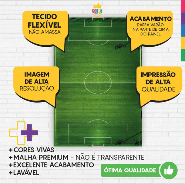 Painel de Festa Retangular 3D Futebol Casadinho 1,50m x 2,20 - Image 3