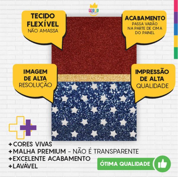 Kit Casado Mulher Maravilha Painel Redondo Trio Capas Cilindro Retangular Vertical Em Tecido - Image 5