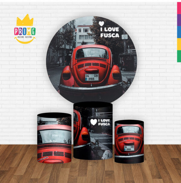 Trio Capa Cilindro + Painel Redondo 3D Fusca 1,50m Veste Fácil - Image 2