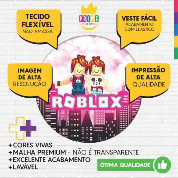 Kit Casado Roblox Menina Painel Redondo Trio Capas Cilindro Retangular Vertical Em Tecido - Image 3