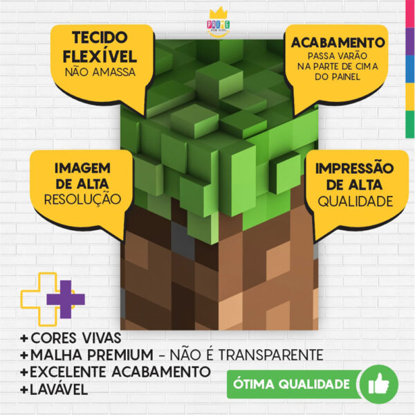 Kit Casado Minecraft  Painel Redondo Trio Capas Cilindro Retangular Vertical Em Tecido - Image 5