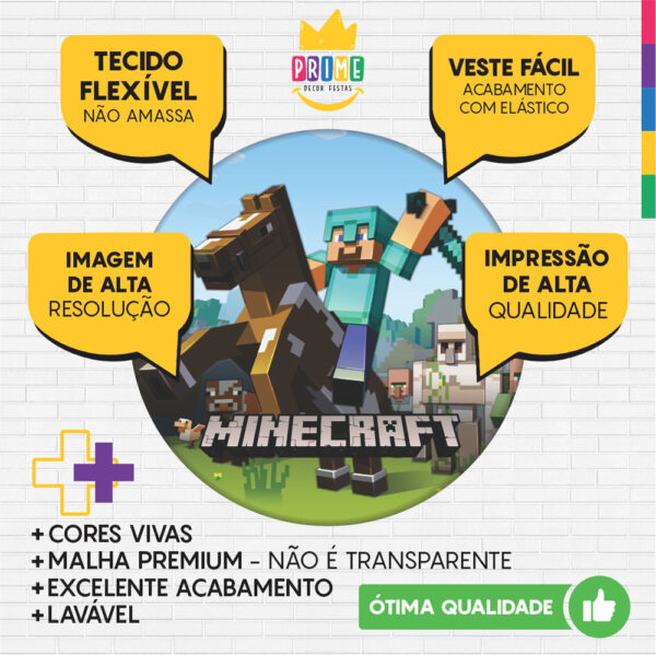 Kit Casado Minecraft  Painel Redondo Trio Capas Cilindro Retangular Vertical Em Tecido - Image 3