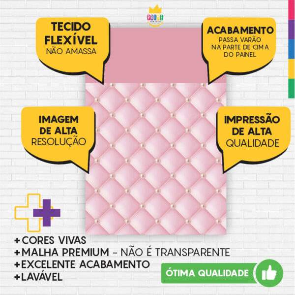 Kit Casado Realeza Rosa  Painel Redondo Trio Capas Cilindro Retangular Vertical Em Tecido - Image 5