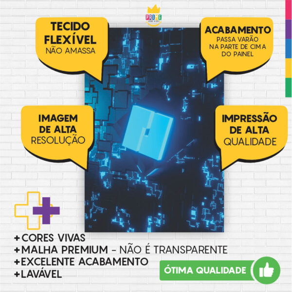Painel de Festa Retangular 3D Roblox Menino Casadinho 1,50m x 2,20 - Image 3