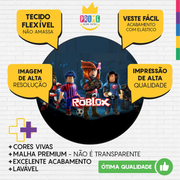 Kit Casado Roblox Menino Painel Redondo Trio Capas Cilindro Retangular Vertical Em Tecido - Image 3