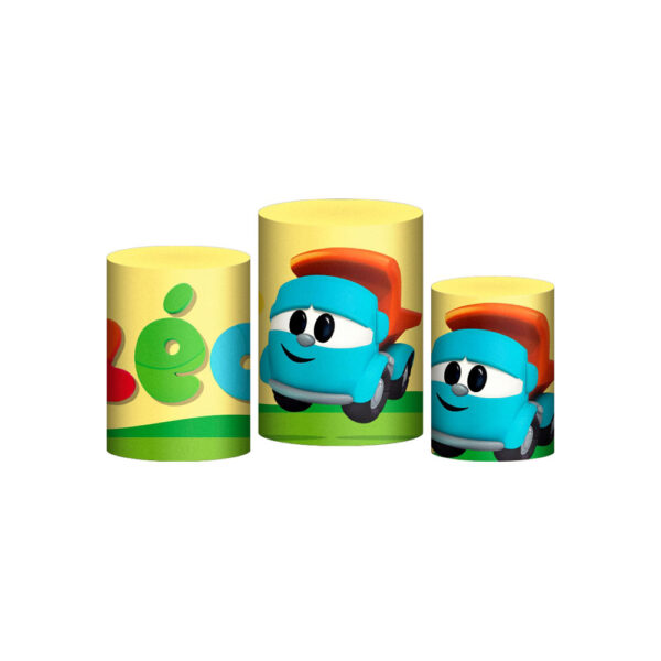 Trio Capa Cilindro Leo o Caminhão 3D Em Tecido Com Elástico