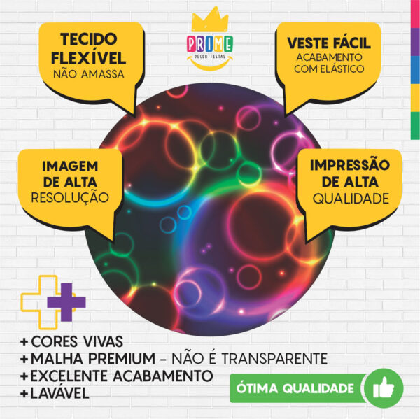 Kit Casado Neon Painel Redondo Trio Capas Cilindro Retangular Vertical Em Tecido - Image 3