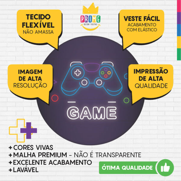 Kit Casado Game Painel Redondo Trio Capas Cilindro Retangular Vertical Em Tecido - Image 3